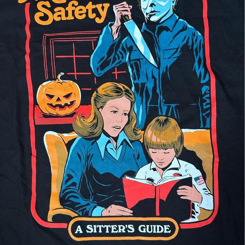Creepy Co Spirit Halloween Michael Myers Safety A Sitters Guide Shirt Medium
